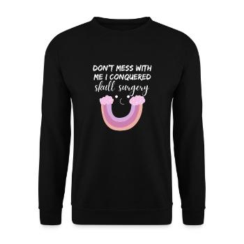 Funny Craniosynostosis Awareness Support - Unisex Sweatshirt - black - Front - Alina (178cm) & Michal (187cm)