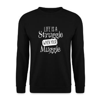 life is a struggle funny wizard quote - Unisex Sweatshirt - black - Front - Alina (178cm) & Michal (187cm)