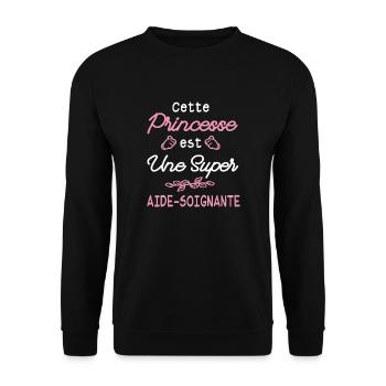princesse et aide-soignante / super aide-soignante - Sweat-shirt Unisexe - noir - Devant - Alina (178cm) & Michal (187cm)