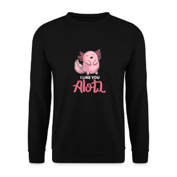 Axolotl Freundschaft Liebe I Like You Alotl - Unisex Pullover - Schwarz - Vorne - Alina (178cm) & Michal (187cm)