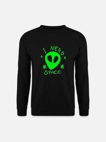Alien grün I NEED SPACE Universum Galaxie Sterne - Unisex Pullover - Schwarz