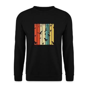 Vogelbeobachtung Retro Vogelbeobachter Singvogel - Unisex Pullover - Schwarz - Vorne - Alina (178cm) & Michal (187cm)