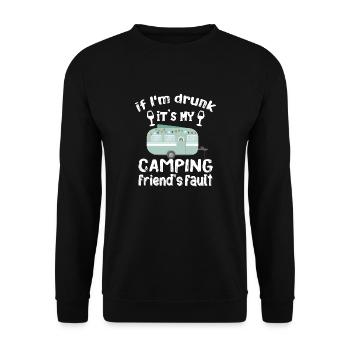 Wenn ich betrunken bin, ist mein Nachbar schuld - Unisex Pullover - Schwarz - Vorne - Alina (178cm) & Michal (187cm)