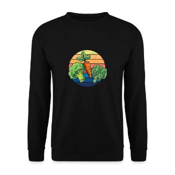 Vegan Vintage Vegetarian Animal Welfare Organic - Unisex Pullover - Schwarz - Vorne - Alina (178cm) & Michal (187cm)