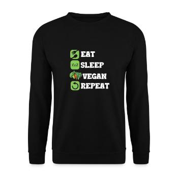 Vegan Eat Sleep Repeat Veganer Vegetarier Bio - Unisex Pullover - Schwarz - Vorne - Alina (178cm) & Michal (187cm)