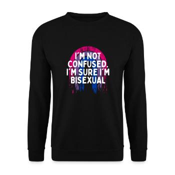 I'm Sure I'm Bisexual Bi Positivity Bi Pride - Unisex Sweatshirt - black - Front - Alina (178cm) & Michal (187cm)