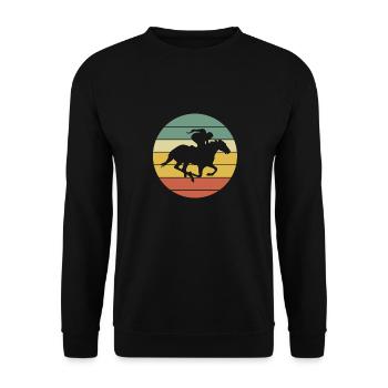 Pferde Vintage Reiten Reitsport Pony Pferdefreund - Unisex Pullover - Schwarz - Vorne - Alina (178cm) & Michal (187cm)