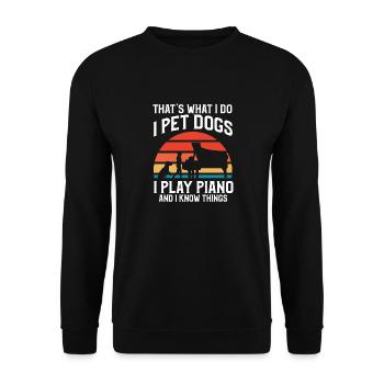 Piano Hunde Klavier Pianist Klavierspieler Piano - Unisex Pullover - Schwarz - Vorne - Alina (178cm) & Michal (187cm)