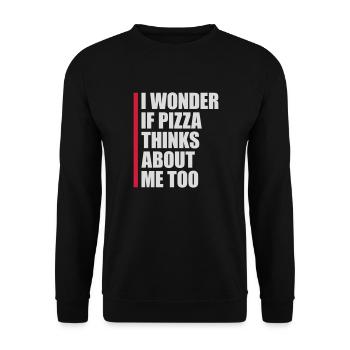 pizza thinks about me - Unisex Sweatshirt - black - Front - Alina (178cm) & Michal (187cm)