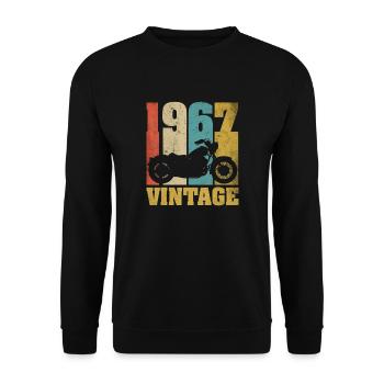 1967 Jahrgang Geburtstag Biker Motorrad Geschenk - Unisex Pullover - Schwarz - Vorne - Alina (178cm) & Michal (187cm)