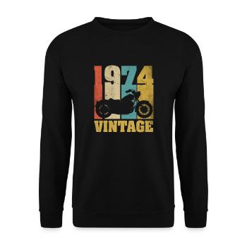 1974 Jahrgang Geburtstag Biker Motorrad Geschenk - Unisex Pullover - Schwarz - Vorne - Alina (178cm) & Michal (187cm)