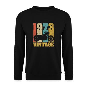 1973 Jahrgang Geburtstag Biker Motorrad Geschenk - Unisex Pullover - Schwarz - Vorne - Alina (178cm) & Michal (187cm)