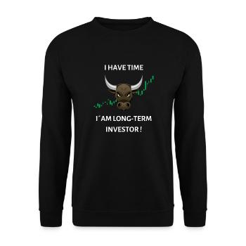 I have time, I am a long-term investor - Unisex Sweatshirt - black - Front - Alina (178cm) & Michal (187cm)