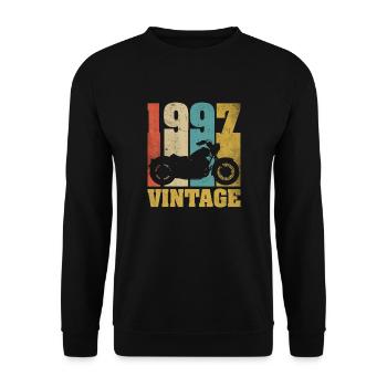 1997 Jahrgang Geburtstag Biker Motorrad Geschenk - Unisex Pullover - Schwarz - Vorne - Alina (178cm) & Michal (187cm)