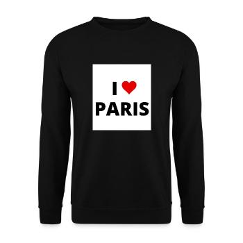 I LOVE PARIS - Sweat-shirt Unisexe - noir - Devant - Alina (178cm) & Michal (187cm)