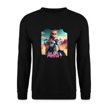 Cool cat on a motorcycle In the desert 2 - Unisex Sweatshirt - black - Front - Alina (178cm) & Michal (187cm)