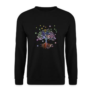 Baum des Lebens ,Lebensbaum,blumen,bunt,graffiti - Unisex Pullover - Schwarz - Vorne - Alina (178cm) & Michal (187cm)