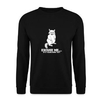 Excuse Me Waschbär Raccoon Trash Panda Waldtier - Unisex Pullover - Schwarz - Vorne - Alina (178cm) & Michal (187cm)