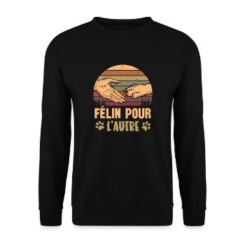 félin pour l'autre - Sweat-shirt Unisexe - noir - Devant - Alina (178cm) & Michal (187cm)