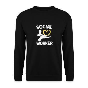 Sozialarbeiter Social Worker Beruf Sozialpädagoge - Unisex Pullover - Schwarz - Vorne - Alina (178cm) & Michal (187cm)