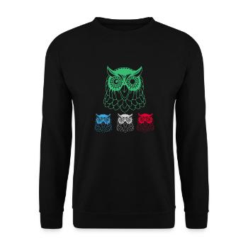 Eule - Unisex Pullover - Schwarz - Vorne - Alina (178cm) & Michal (187cm)