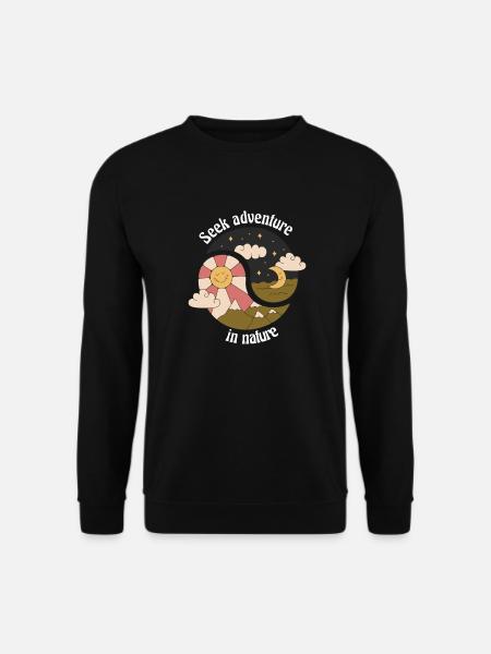 Seek Adventure In Nature Retro Nature Designs - Unisex Pullover - Schwarz