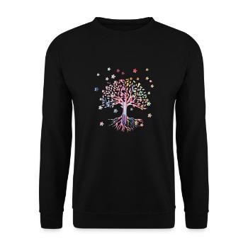 Arbre de Vie,Arbre de Vie,fleurs,coloré,graffiti - Sweat-shirt Unisexe - noir - Devant - Alina (178cm) & Michal (187cm)