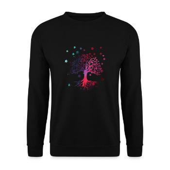 Baum des Lebens ,Lebensbaum,blumen,bunt,graffiti - Unisex Pullover - Schwarz - Vorne - Alina (178cm) & Michal (187cm)