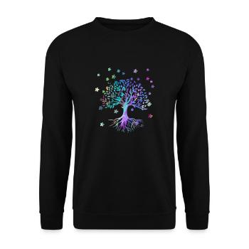Arbre de Vie,Arbre de Vie,fleurs,coloré,graffiti - Sweat-shirt Unisexe - noir - Devant - Alina (178cm) & Michal (187cm)