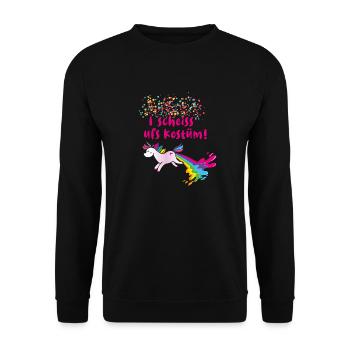 einhorn, scheissen,kostüm,karneval,konfetti - Unisex Pullover - Schwarz - Vorne - Alina (178cm) & Michal (187cm)