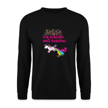 Ich scheisse aufs kostüm,einhorn,karneval - Unisex Pullover - Schwarz - Vorne - Alina (178cm) & Michal (187cm)