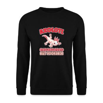 Axolotl endangered but adorable - Unisex Pullover - Schwarz - Vorne - Alina (178cm) & Michal (187cm)