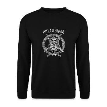 Bartträger Bart Wikinger Lustig Spruch Unrasierbar - Unisex Pullover - Schwarz - Vorne - Alina (178cm) & Michal (187cm)