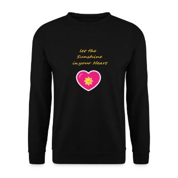 Lass die Sonne in dien Herz - Unisex Pullover - Schwarz - Vorne - Alina (178cm) & Michal (187cm)