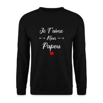 je t'aime mon papou - Sweat-shirt Unisexe - noir - Devant - Alina (178cm) & Michal (187cm)