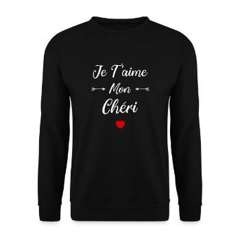je t'aime mon Chéri - Sweat-shirt Unisexe - noir - Devant - Alina (178cm) & Michal (187cm)