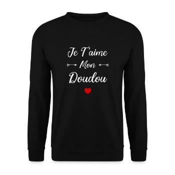 je t'aime mon Doudou - Sweat-shirt Unisexe - noir - Devant - Alina (178cm) & Michal (187cm)