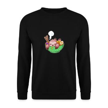 Ramen Kawaii Faultier Anime Otaku Japan Nudeln - Unisex Pullover - Schwarz - Vorne - Alina (178cm) & Michal (187cm)