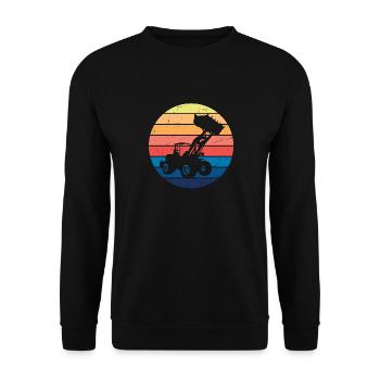 Bagger Vintage Baustelle Fahrzeuge Baggerfahrer - Unisex Pullover - Schwarz - Vorne - Alina (178cm) & Michal (187cm)