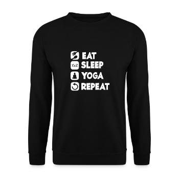 Eat Sleep Yoga Repeat Buddha Meditation Spirit - Unisex Pullover - Schwarz - Vorne - Alina (178cm) & Michal (187cm)