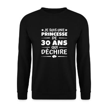 princesse de 30 ans / cadeau anniversaire 30 ans - Sweat-shirt Unisexe - noir - Devant - Alina (178cm) & Michal (187cm)