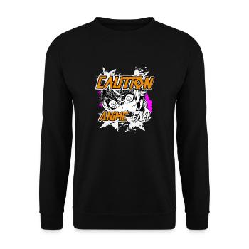 Japanese Anime Manga Girl Streetwear - Unisex Sweatshirt - black - Front - Alina (178cm) & Michal (187cm)