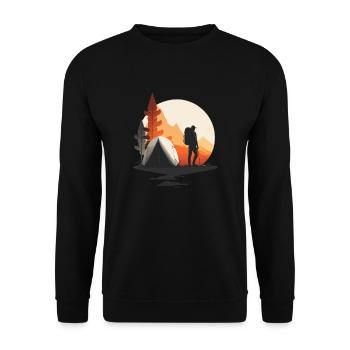 Motif de randonnée avec tente pour campeurs et aventuriers - Sweat-shirt Unisexe - noir - Devant - Alina (178cm) & Michal (187cm)