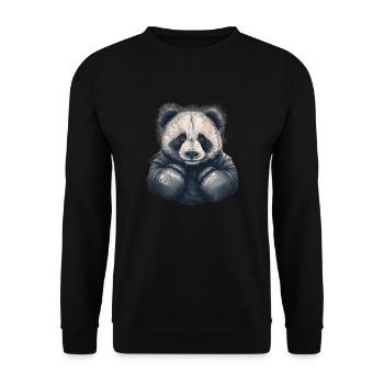 Panda Bär mit Boxhandschuhen Boxer Tiere Fighter - Unisex Pullover - Schwarz - Vorne - Alina (178cm) & Michal (187cm)