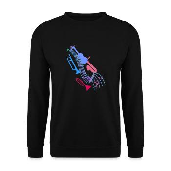 Jazz,Instruments,Partitions,Guitare,Musique - Sweat-shirt Unisexe - noir - Devant - Alina (178cm) & Michal (187cm)