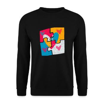 Motif puzzle coeur avec des yeux amour et famille - Sweat-shirt Unisexe - noir - Devant - Alina (178cm) & Michal (187cm)