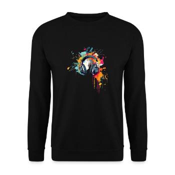 Farbenfrohe Klänge - Unisex Pullover - Schwarz - Vorne - Alina (178cm) & Michal (187cm)