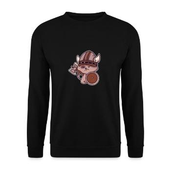 Wikinger Katze Kinder Valhalla Krieger - Unisex Pullover - Schwarz - Vorne - Alina (178cm) & Michal (187cm)