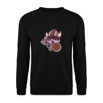 Wikinger Katze Kinder Valhalla Krieger - Unisex Pullover - Schwarz - Vorne - Alina (178cm) & Michal (187cm)