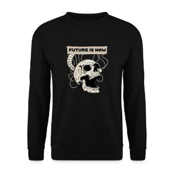 future is now - Die Zukunft ist jetzt - Unisex Pullover - Schwarz - Vorne - Alina (178cm) & Michal (187cm)